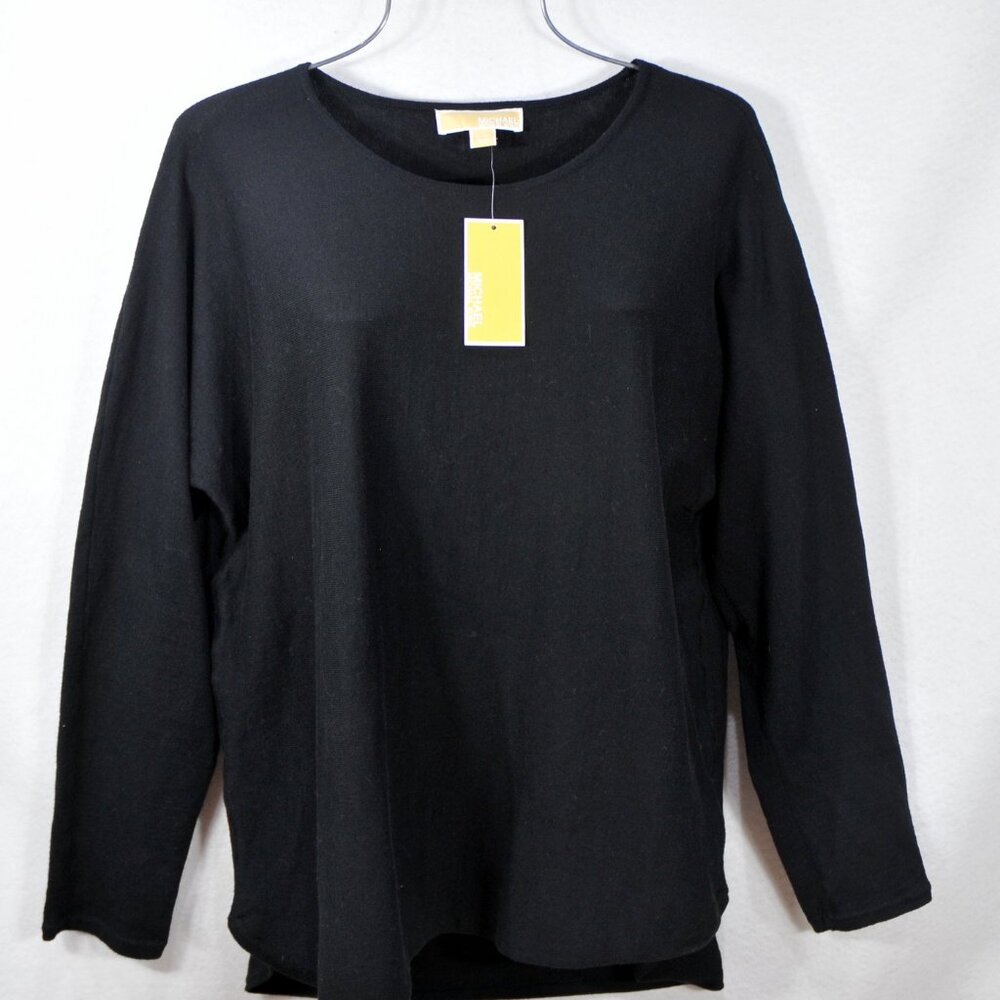 MICHAEL KORS Women's Light Knit Sweater XL Black Long Sleeve Top Blouse